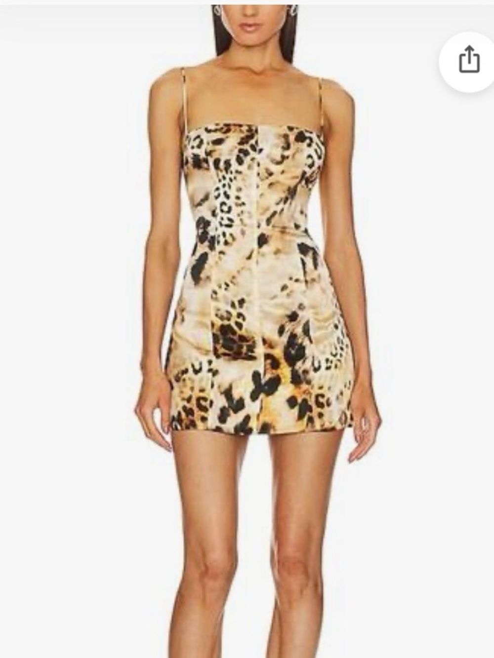 Retrofête Janessa Leopard Silk Mini Dress - Beige Gold Black